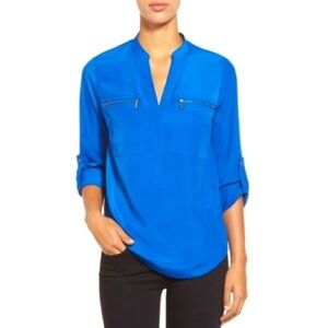 🆕 MICHAEL KORS Zip front Blouse Size 6
